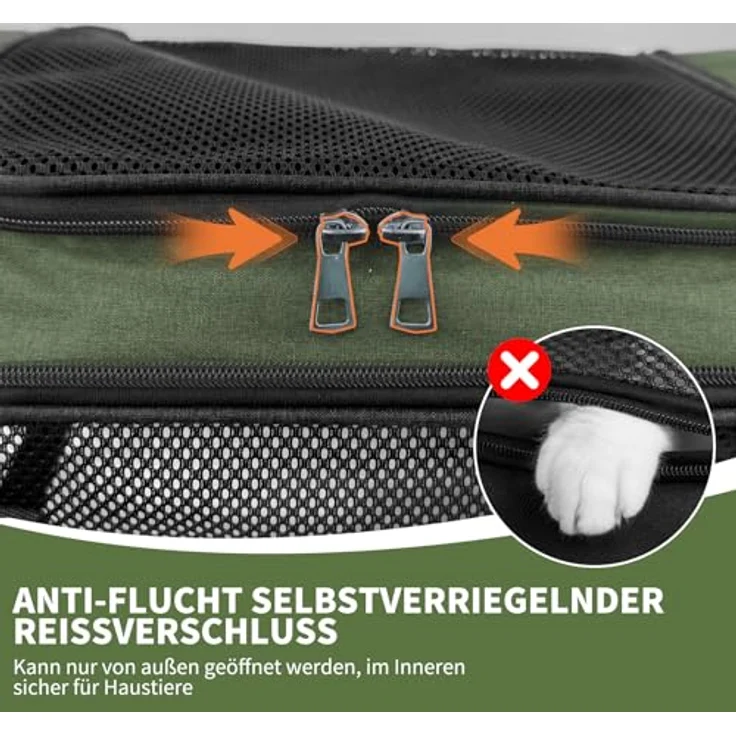 Aipwerer Faltbare Katzen Transportbox, robust und atmungsaktiv, M: 43x28x28 cm für Katzen bis 5 kg, grau – Bild 3