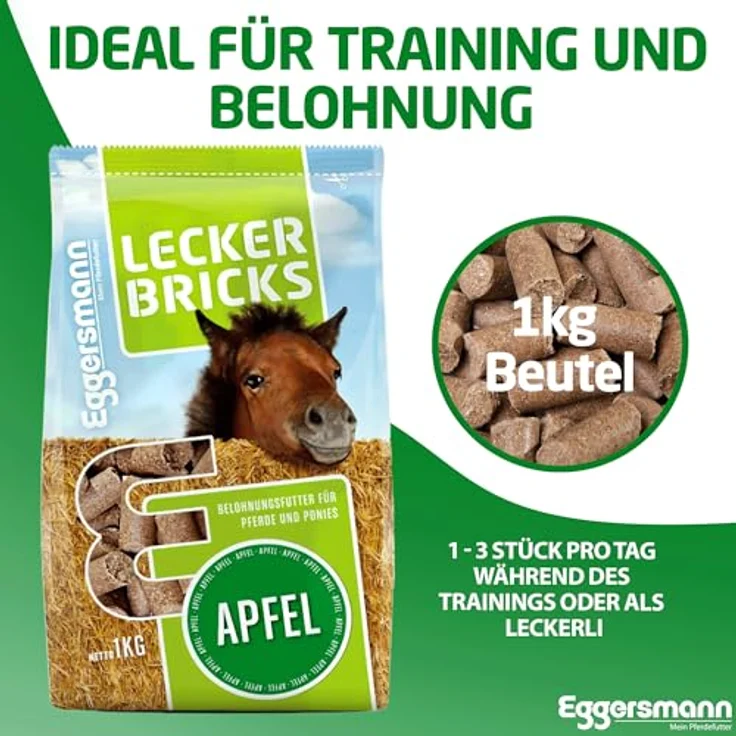Eggersmann Mein Pferdefutter Pferde-Leckerlis 1 kg, Lecker Bricks mit natürlichem Apfel-Geschmack, hohe Qualität, ideal als Belohnung für Pferde und Ponys – Bild 5