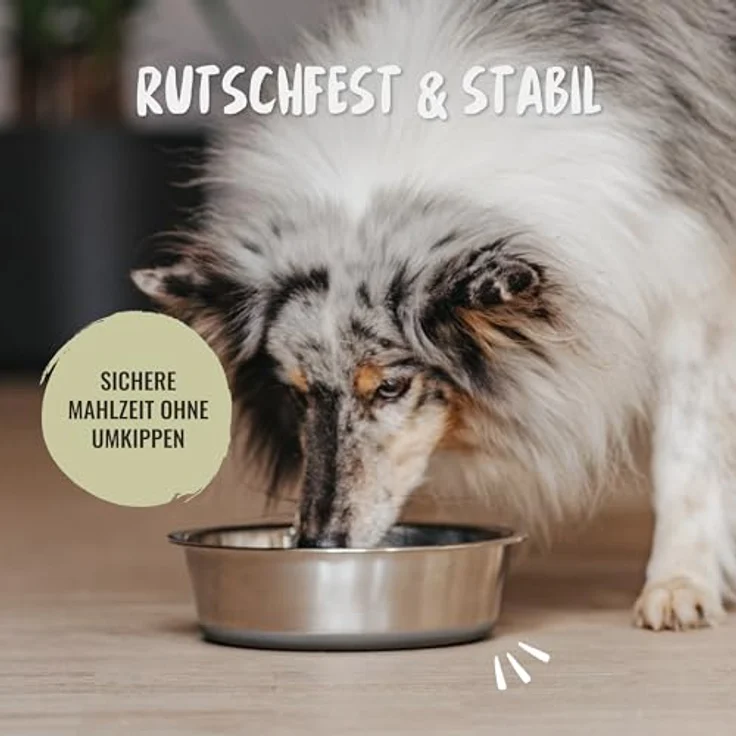 Rudelkönig Hundenapf Edelstahl 2er Pack, rutschfester, spülmaschinenfester Fressnapf für große Hunde, 1750ml Fassungsvermögen – Bild 3