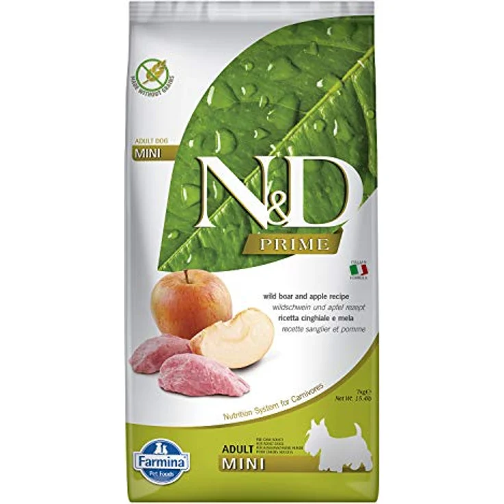 Farmina N&D Prime Adult Mini Pellets Hundefutter, Trockenfutter mit Wildschwein und Apfel, 7 kg, ohne Mais, reich an Vitaminen und natürlichen Antioxidantien – Bild 1