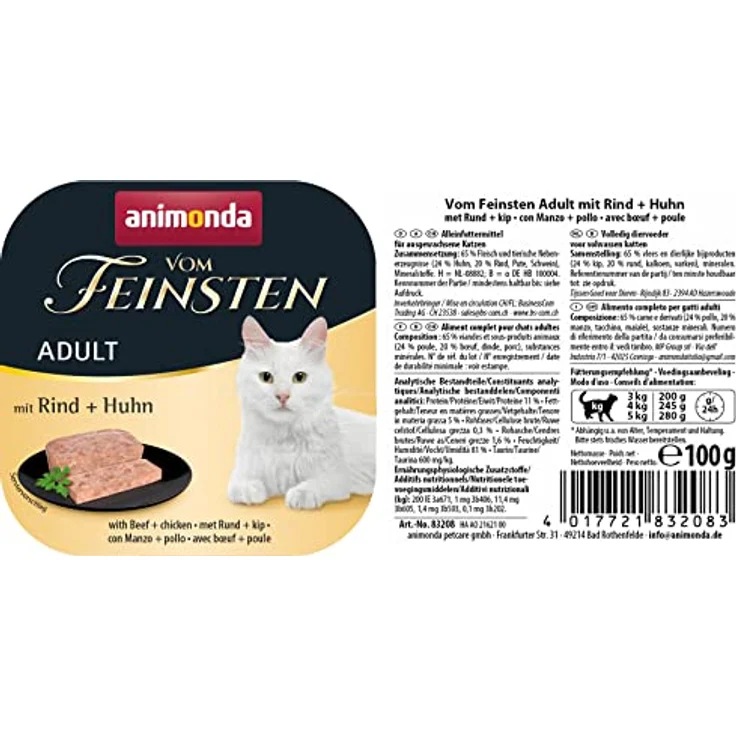 animonda vom Feinsten Rind und Huhn, Katzen-Nassfutter mit Taurin, 32x100g – Bild 2