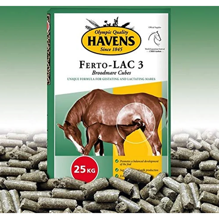 Havens Ferto-Lac 3 Stuten-Spez., Spezialfutter für tragende und säugende Stuten, 25 kg, hoher Proteingehalt, Multi-Calcium-Complex, extra Beta-Karotin – Bild 2