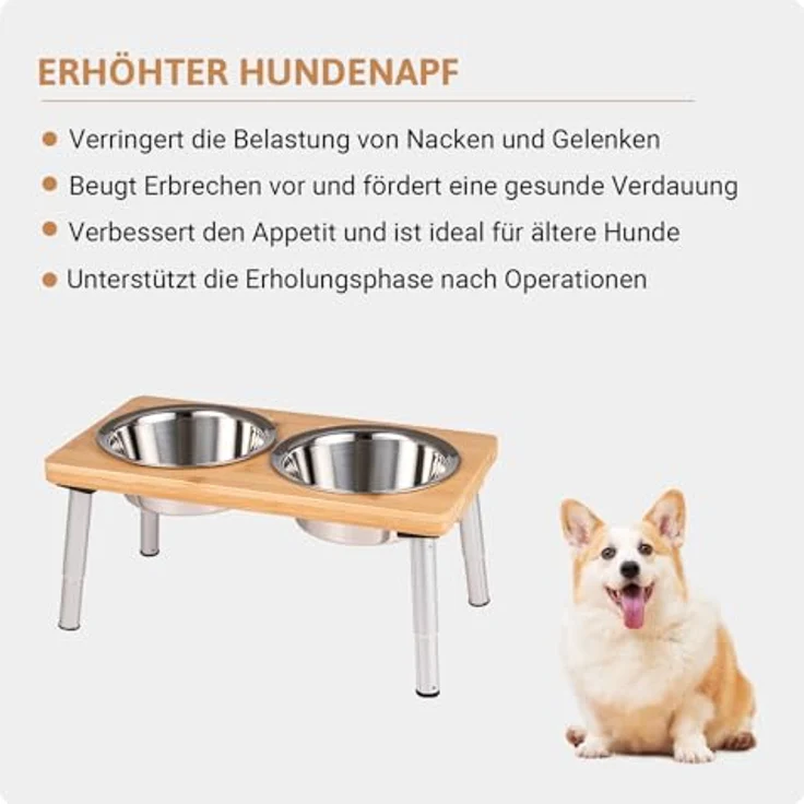 PEGGY11 Edelstahlnäpfe für Hunde, 2er Set, erhöhte rutschfeste Futternäpfe mit Bambusständer, 720 ml, für kleine und mittelgroße Hunde – Bild 4