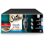 Sheba SHEBA CATCARE Pouch Wet Fresh & FINE (Fish) Chunks in Gravy, Katzen-Nassfutter für ausgewachsene Katzen, 50G Multipack, MSC-zertifiziert