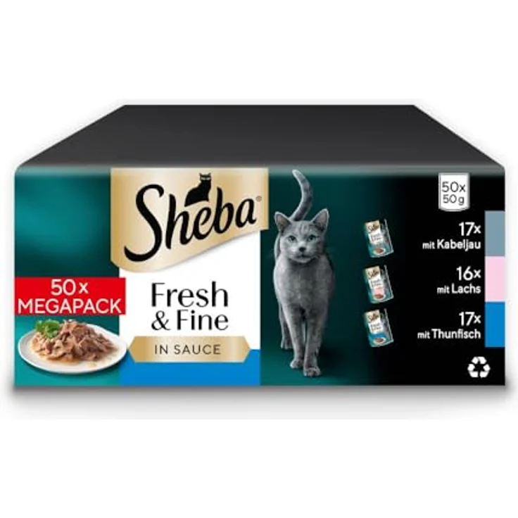 Sheba SHEBA CATCARE Pouch Wet Fresh & FINE (Fish) Chunks in Gravy, Katzen-Nassfutter für ausgewachsene Katzen, 50G Multipack, MSC-zertifiziert – Bild 1