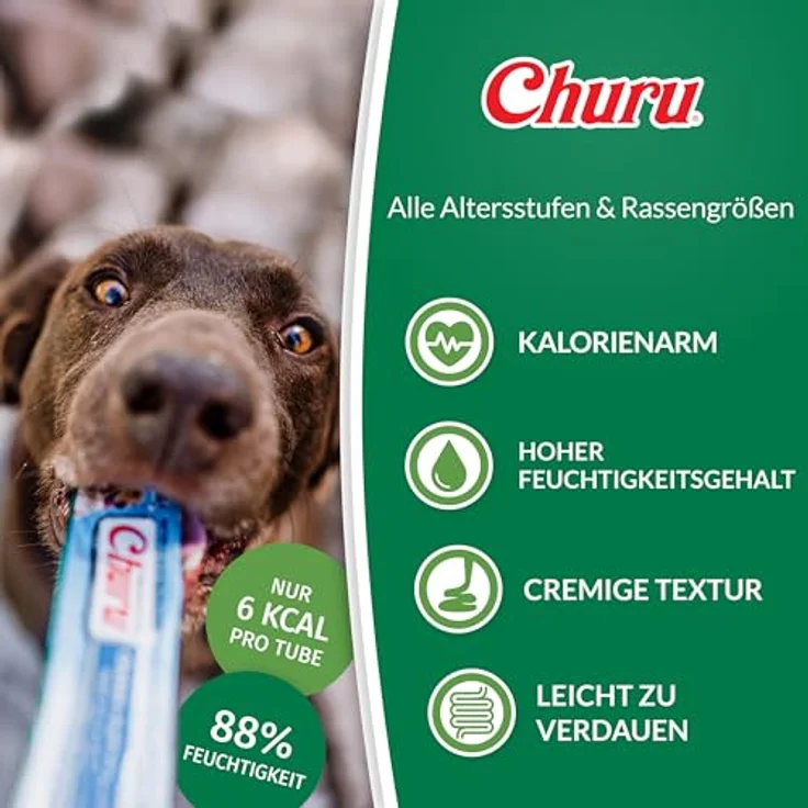 INABA Churu Hundeleckerli, Getreidefreier, Zuckerfreier Creamy Snack aus 100% Hühnerfleisch, Kalorienarm, 56 g (1er Pack) – Bild 3