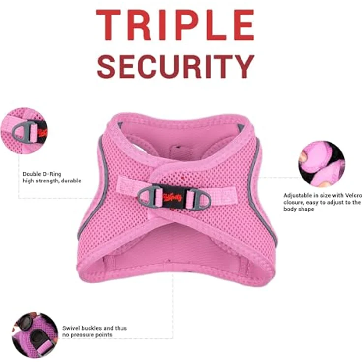 Tailpetz Air-Mesh Brustgeschirr für kleine und mittelgroße Katzen und Hunde – Weich, Atmungsaktiv, Strapazierfähig, Lila, XS (Brustumfang 35,5–40,5 cm) – Bild 2