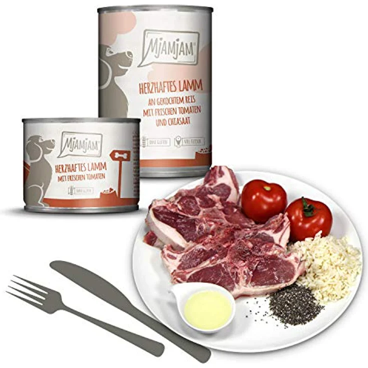MjAMjAM Premium Nassfutter für Hunde - Mixpaket II mit Huhn & Ente, Rind, Pute, Kalb, Truthahn, Lamm, 6er Pack (6 x 800 g), naturbelassen mit hohem Fleischanteil, glutenfrei – Bild 5