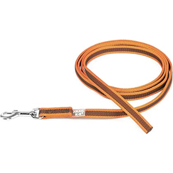 JULIUS K-9 IDC Color & Gray gumierte Leine, 14 mm x 2 m ohne Schlaufe, stark und widerstandsfähig, Orange-Grau – Bild 1