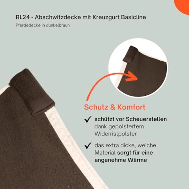 RL24 Abschwitzdecke BASICLINE, atmungsaktiv mit Metallverschluss, dunkelbraun, 165 cm – Bild 5