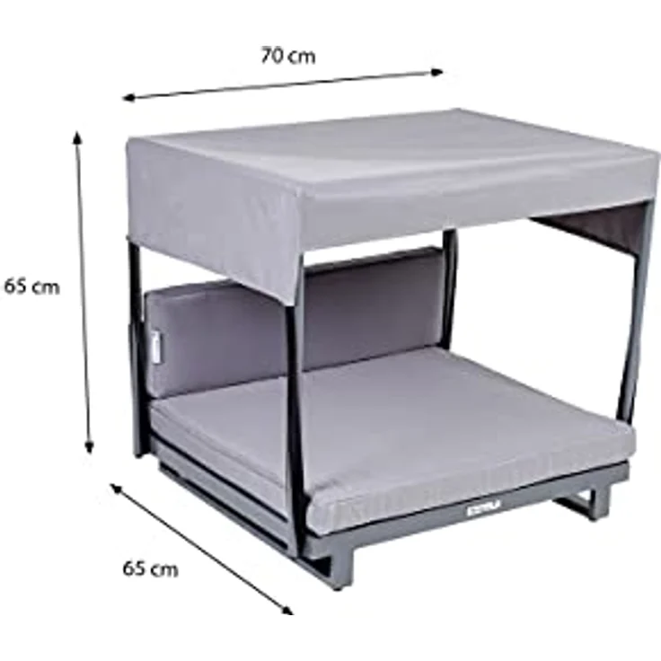 Greemotion Hunde-Sofa mit Dach Größe M, ca. 63 x 30-65 x 65 cm, stabiles Alu-Gestell, 5 kg, Hundebank, Hundeplatz, Outdoor – Bild 3