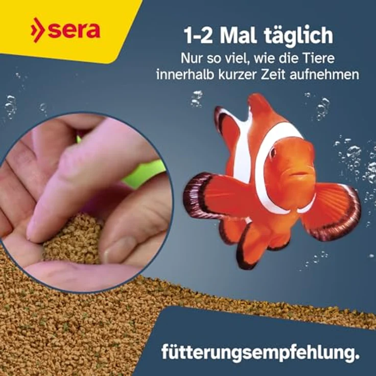 sera marine Granulat Nature 250 ml, Hauptfutter für Meerwasserfische mit hoher Verwertbarkeit und natürlichen Inhaltsstoffen – Bild 3