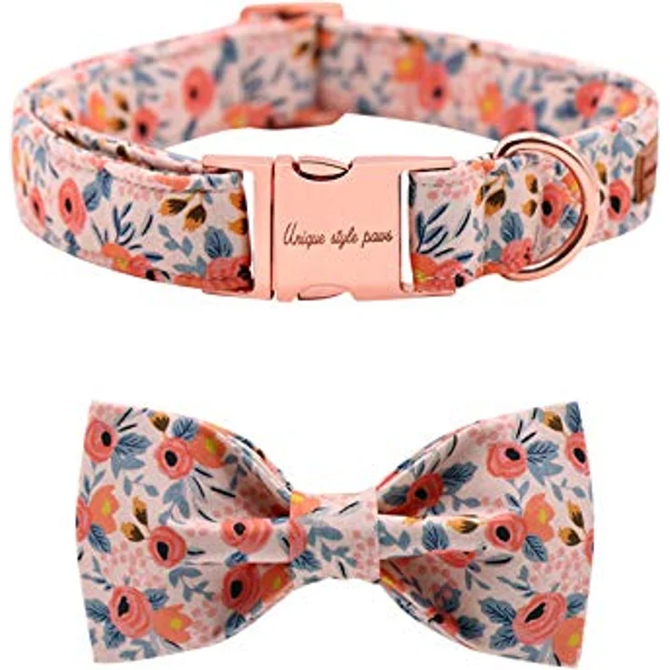 Unique Style Paws Hundehalsband mit verstellbarer Fliege, aus Baumwolle, Größen S-M-L, für Hunde und Katzen – Bild 1