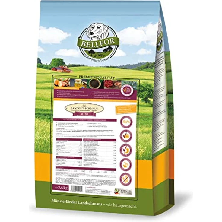 Bellfor Landgut-Schmaus Mini Hypoallergenes Getreidefreies Trockenfutter mit Insektenprotein, 7,5 kg für kleine Hunderassen, hohe Verdaulichkeit – Bild 1