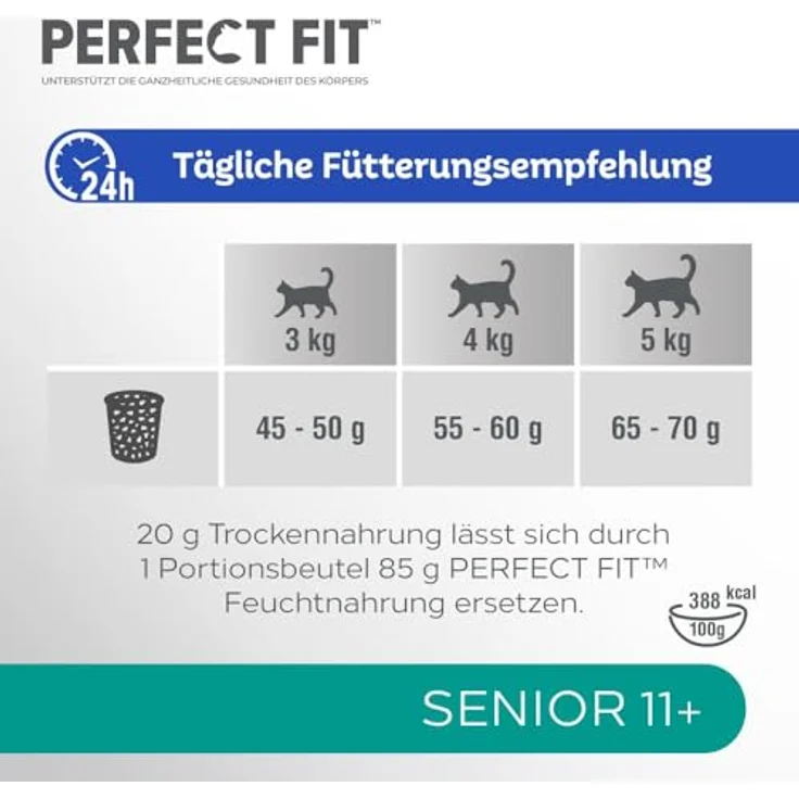 Perfect Fit Senior Trockenfutter für Katzen ab 11 Jahren, Huhn, 750g (6 Beutel) - Unterstützt gesunde Haut, Fellpflege und Harnwege – Bild 4