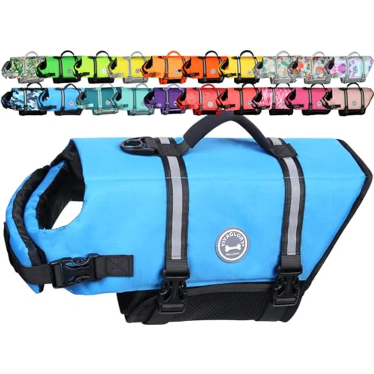 VIVAGLORY Hunde Schwimmweste Rip Stop, Sicherheitsweste mit extra Polsterung, S, Blau – Bild 1