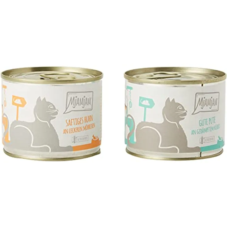 MjAMjAM Premium Nassfutter für Katzen, Monopaket I mit Huhn und Pute, 6er Pack (6 x 200 g), getreidefrei, extra viel Fleisch, naturbelassen