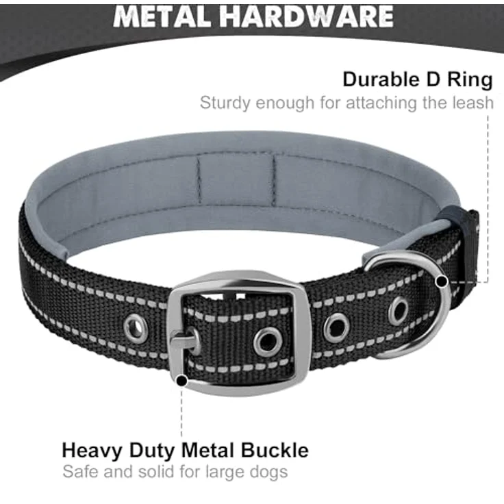 Joytale Neopren Hundehalsband, Gepolstert und Reflektierend für kleine Hunde, Schwarz – Bild 5