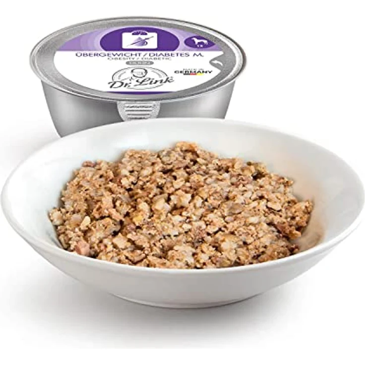 Dr. Link Spezial-Diät Hundefutter, für Hunde mit Übergewicht, Huhn, kalorien- und fettreduziert, 10x125g Schale – Bild 4