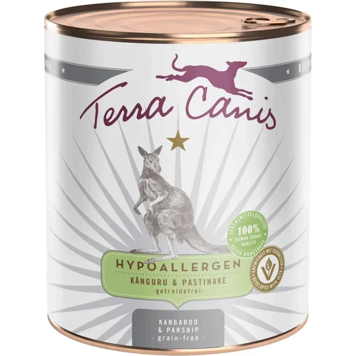 Terra Canis HYPOALLERGEN – Känguru mit Pastinake, 6 x 800g, hochwertiges Nassfutter für allergiegeplagte Hunde