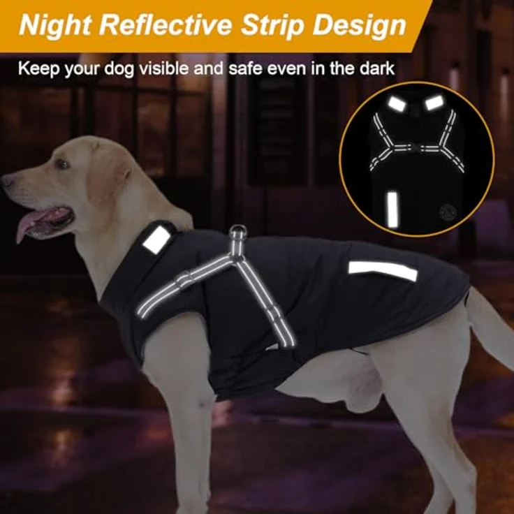 Aisuowa Hundemantel, Winter Hundejacke Wasserdicht und Winddicht mit Bauchschutz, Fleece gefüttert, Reflektierend, für kleine, mittlere und große Hunde – Bild 3