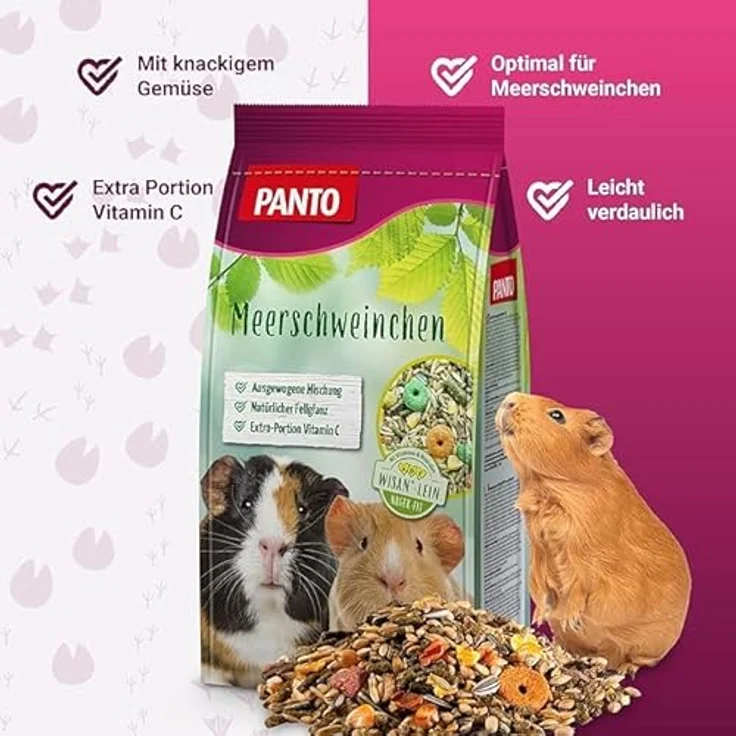 PANTO® Meerschweinchenfutter VPE 4 x 2,5 kg, hochwertige Getreidepellets mit Vitaminen und Mineralstoffen – Bild 2