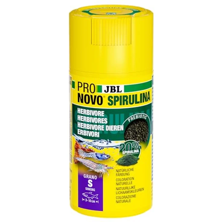 JBL PRONOVO SPIRULINA GRANO, Grünfuttergranulat für Aquarienfische und Garnelen, 100 ml, Größe S, mit Klickdosierer – Bild 1