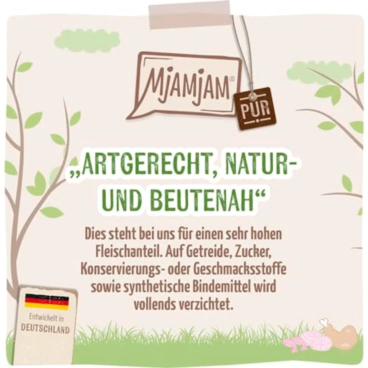 MjAMjAM purer Filetgenuss 9 x 80 g Mixpaket, Nassfutter für Katzen - 3 Sorten (Lachs, Huhn) - Getreide-, gluten-, laktosefrei, 100% natürlich – Bild 3
