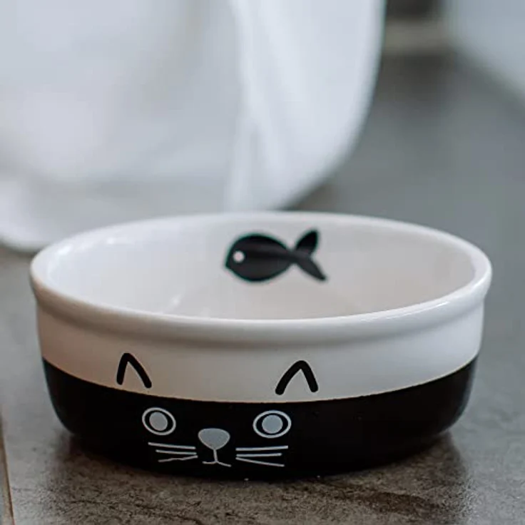 Nobby Katzen Keramikschale FACE, schwarz/weiß, Ø 13,5 cm, 1 Stück – Bild 2