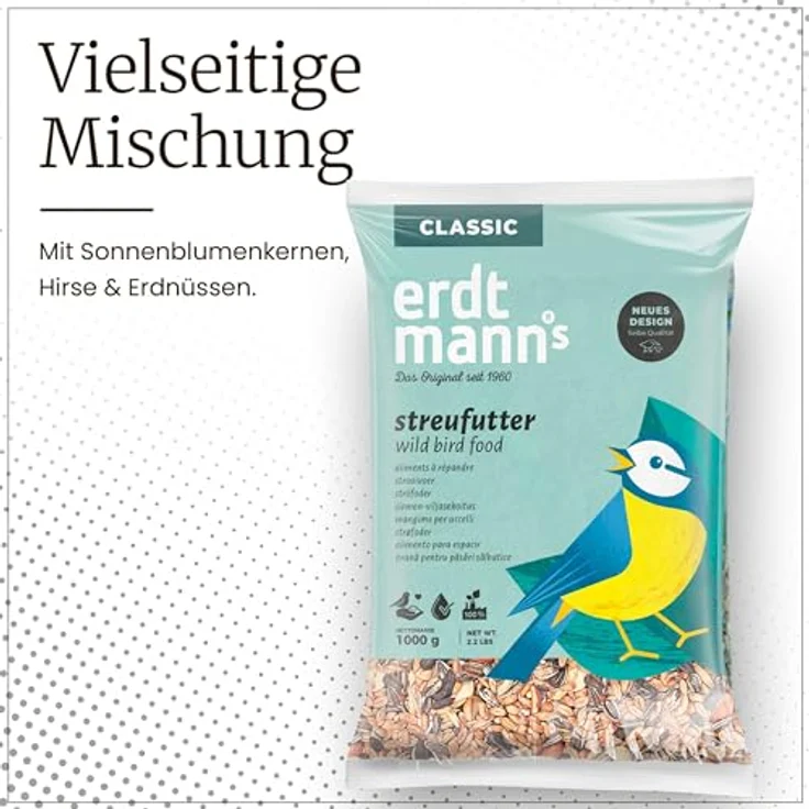 Erdtmann's Streufutter 10 kg, Vogelfutter mit Weizen, Sonnenblumenkernen und Erdnüssen для Singvögel – Bild 3