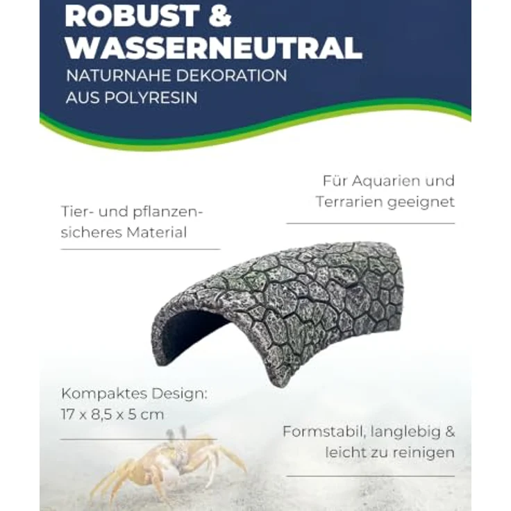HOBBY Aquariendeko Cracked Rock Cave 1, naturgetreue Höhle aus wasserneutralem Polyresin für Aquarium und Terrarium, 17 x 8.5 x 5 cm – Bild 3