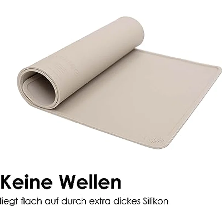 LucyBalu® Square XL Silikon Napfunterlage, 65 x 29 cm, rutschfest und spülmaschinenfest, taupe, ideal für Mehrkatzenhaushalte – Bild 3