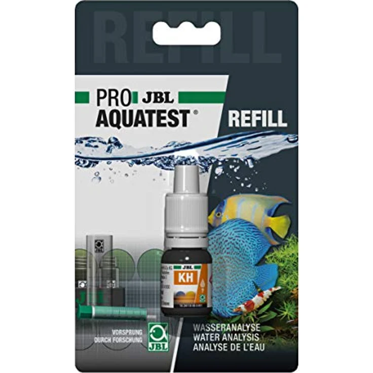JBL Wassertest-Nachfüller ProAquaTest KH, Karbonathärte Refill für Süß-/Meerwasser-Aquarien und Teiche, 1 Stück – Bild 2