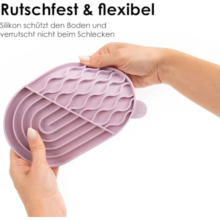 LucyBalu® ZENPAD Schleckmatte für Katzen | Lebensmittelechtes Silikon, rutschfest, Rosé, Slow Feeder mit Rillenstruktur – Bild 3