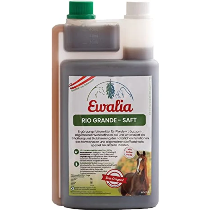 Ewalia Rio Grande-Saft für ältere Pferde, natürliche Unterstützung des hormonellen Stoffwechsels, 100% Natur, 1 Liter – Bild 1