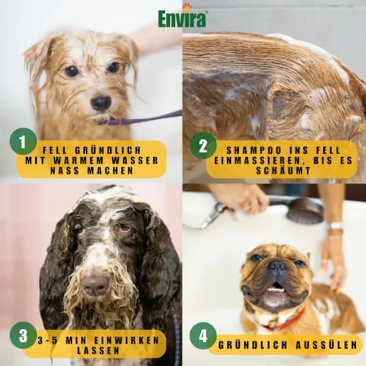 Envira Anti-Juckreiz Shampoo für Hunde & Katzen, 400 ml - Gegen Juckreiz & Schuppen, Feuchtigkeitsspendend, Pflegt Haut & Fell, Für alle Rassen und Felltypen – Bild 4