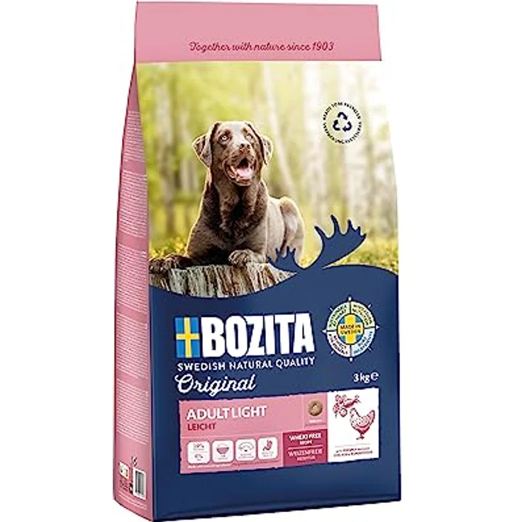Bozita Hundefutter Original Adult Light Huhn, 3 kg weizenfreies Trockenfutter für übergewichtige Hunde, reich an hochwertigem Fleisch, schwedische Qualität – Bild 1