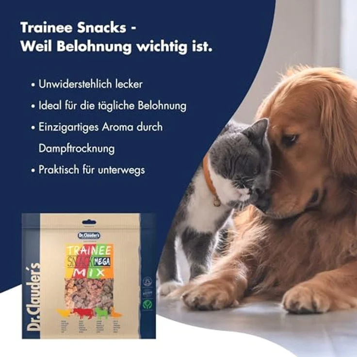 Dr. Clauder's Trainee Snack Mega Mix, leichter Verdaulicher Snack aus 95% Fleisch mit Inulin für Hunde und Katzen, Nährstoffreiche Leckerlis im Frischebeutel, 500g – Bild 5
