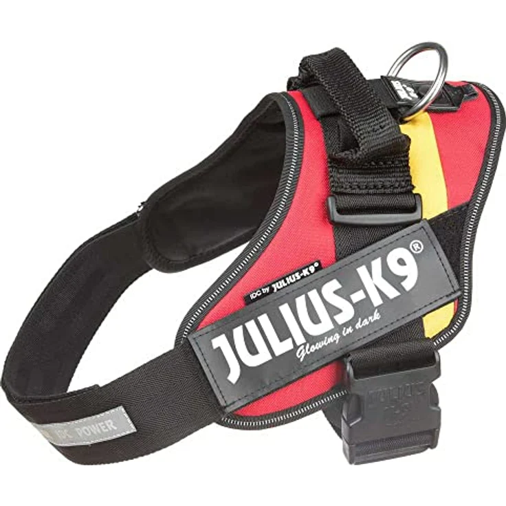 JULIUS K-9 IDC Powergeschirr M, Spanische Farben - Reflektierendes, verstellbares Hundegeschirr, atmungsaktiv, Oeko-TEX zertifiziert, für kleine bis große Hunde (Brustumfang 58-76 cm)