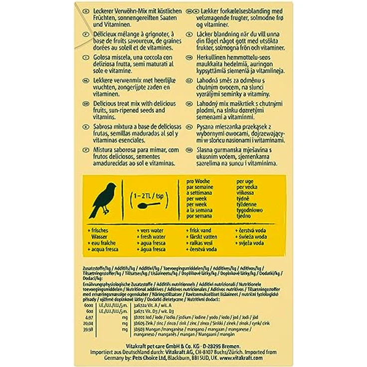 Vitakraft Cocktail-Frucht, Komplettnahrung für Kanarienvögel mit sonnengoldenen Früchten und Samen, 200 g – Bild 2
