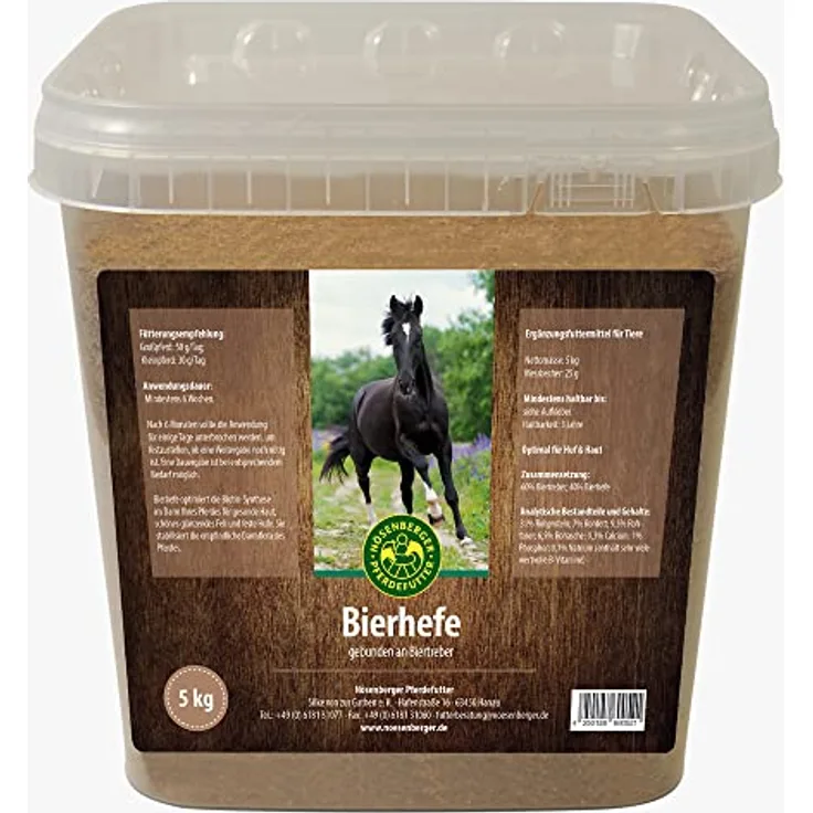Nösenberger Bierhefe 5 kg, Pferdefutter zur Unterstützung von Haut, Fell und Hufen, stabilisiert die Darmflora