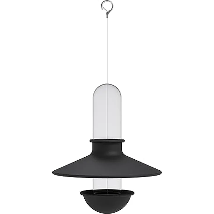 Eva Solo De luxe Vogelhaus, Futterautomat aus pulverbeschichtetem Edelstahl, schwarz, 29 cm hoch