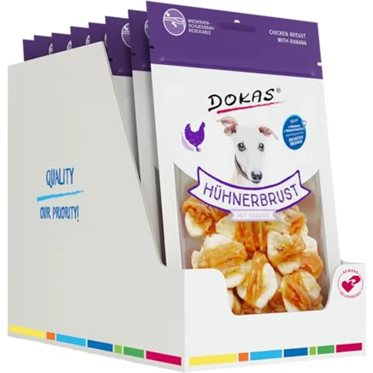 DOKAS Getreidefreier Premium Snack, Hühnerbrust mit Banane, 8x70g, glutenfrei und sojafrei – Bild 2
