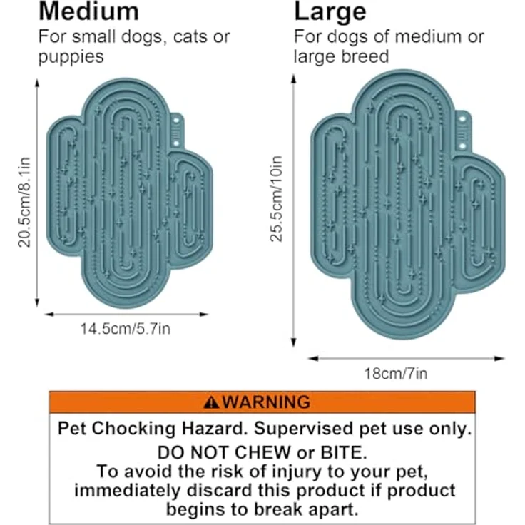 OHMO Schleckmatte für Hunde und Katzen, 2er Set mit niedlichem Kaktusdesign, Angstlinderung und langsames Füttern, Lebensmittelqualität Silikon (Dunkelblau & Hellblau) – Bild 3