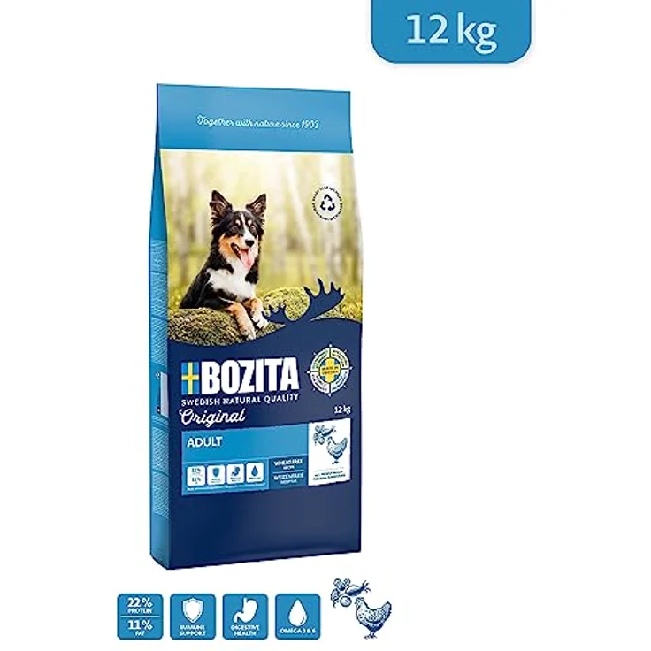 Bozita Original Adult mit Huhn, Trockenfutter für ausgewachsene Hunde, 12 kg, ohne Weizen, mit Superfoods – Bild 2