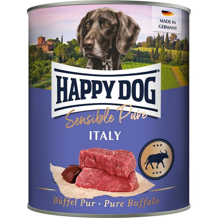 Happy Dog Sensible Pure Italy (Büffel), Nassfutter für erwachsene Hunde, 6 x 800g