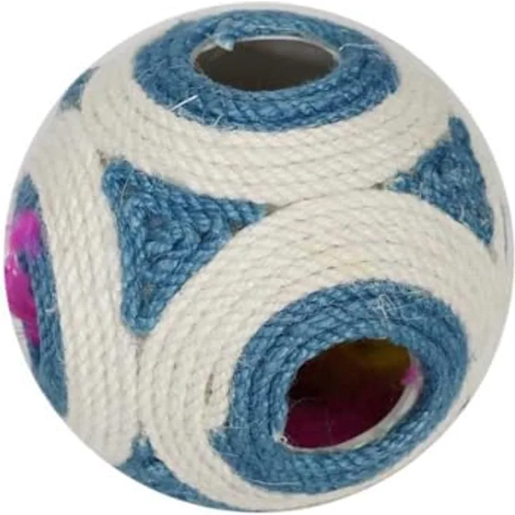 Aimé XXL Kratzbaum Kugel blau, widerstandsfähig aus 100 % Jute mit 1 Ball 11,5 cm und Glocke für Katzenpflege