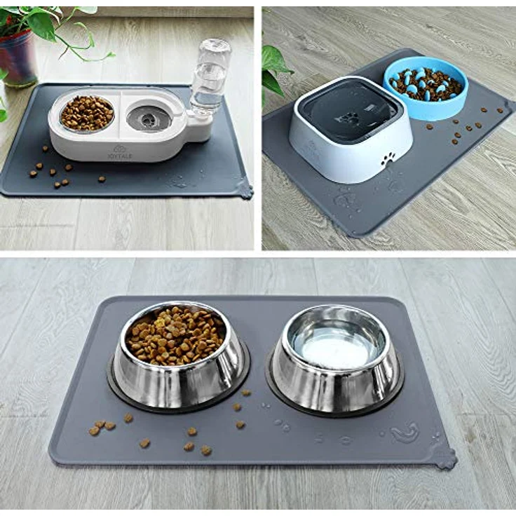 Joytale Silikon-Futtermatte für Hunde, rutschfest und wasserdicht mit erhöhtem Rand, 53 x 37 cm, Grau – Bild 3