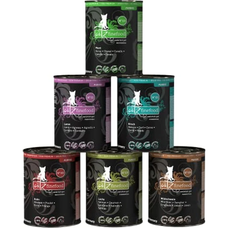 catz finefood Purrrr Collection II, Monoprotein Katzenfutter nass, getreidefrei, zuckerfrei, hypoallergen, hoher Fleischanteil, Multipack 6 x 400g – Bild 1