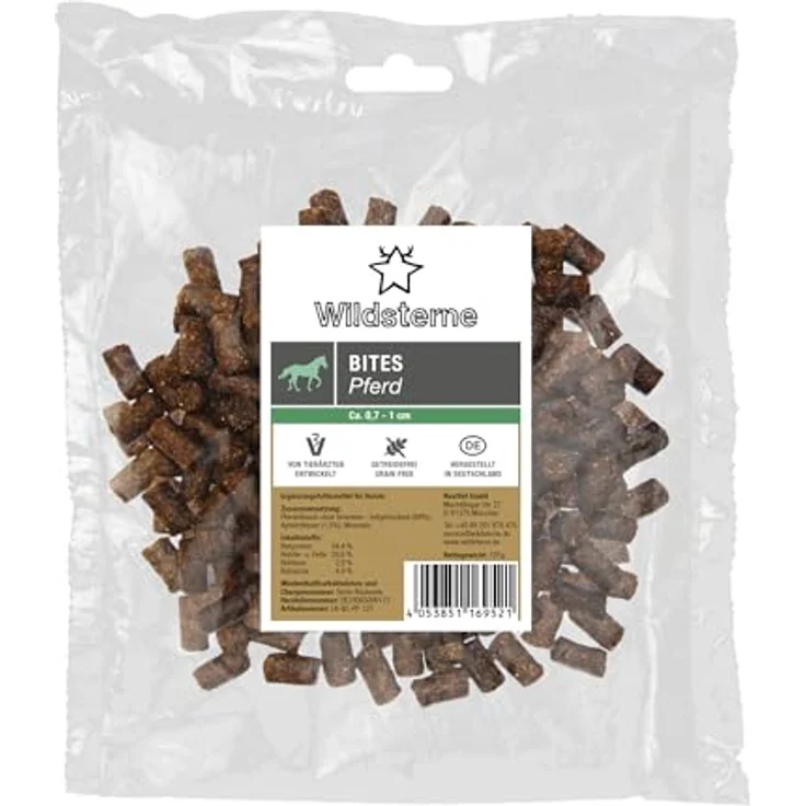 Wildsterne Hundeleckerli Bites Pferd 125 g, Monoprotein aus 98% Muskelfleisch, getreidefrei, hypoallergen, ohne Zusatzstoffe – Bild 1